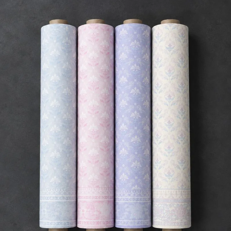 Cotton-look ikat rolls in pastel colorways