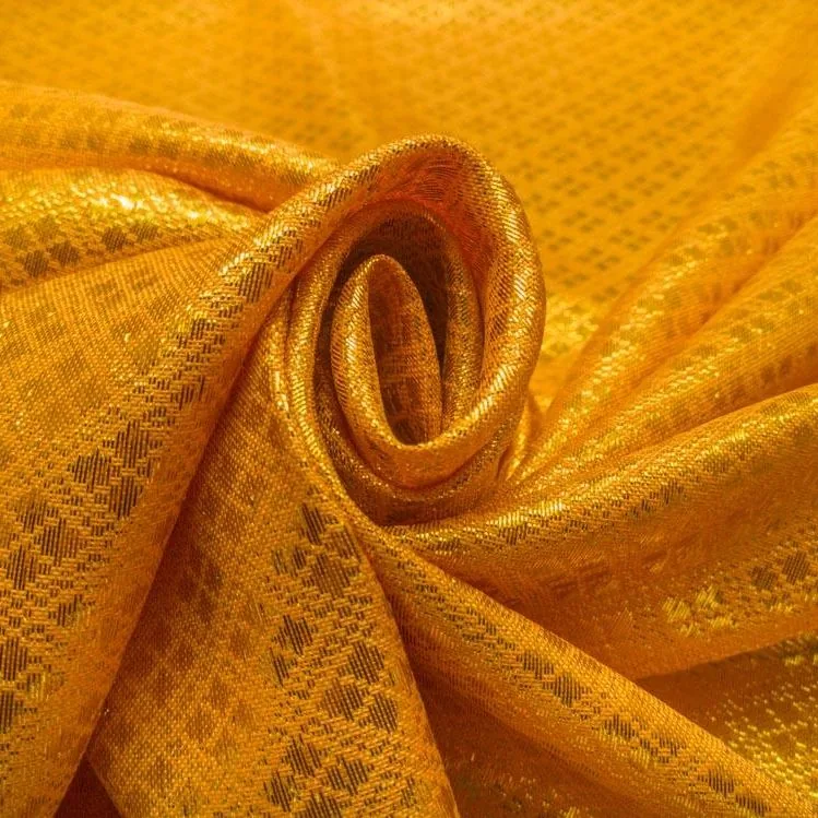 Close-up of a gold metallic weave